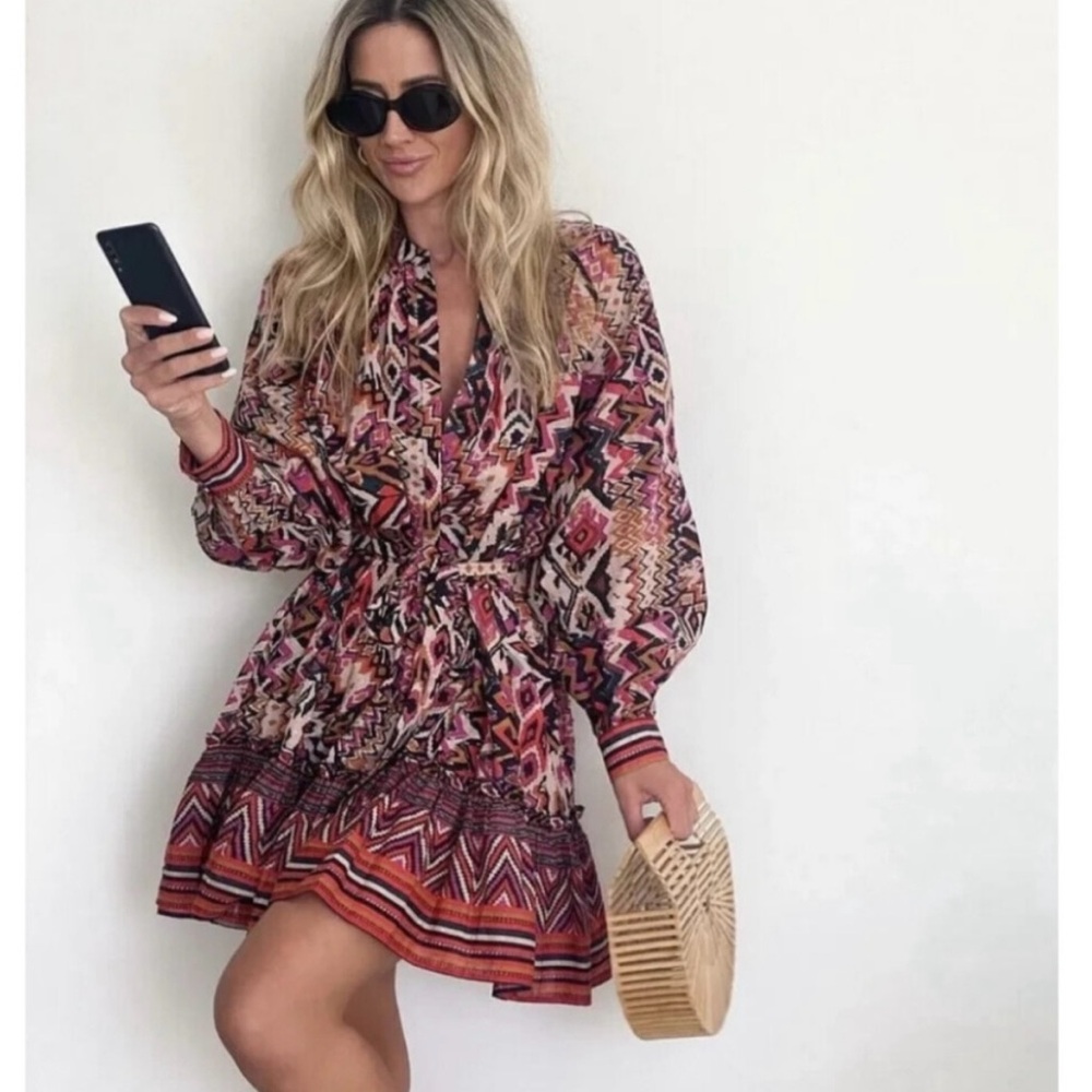 Multicolor Boho Patterned Women's Dress